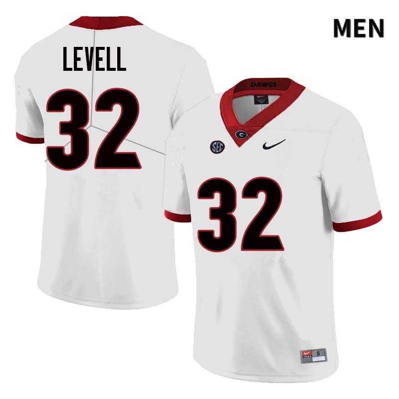 Georgia Bulldogs Men's Kyle Levell #32 White Stitched College UGA Football Jersey 23ES011YE